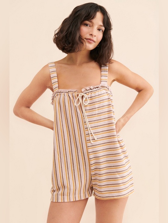 Free People Pants - Free People Beach Marianna Striped Romper in Copper Size XS